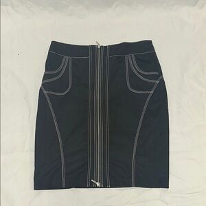 Kenar Black Pencil Mini Skirt with Gray Accents